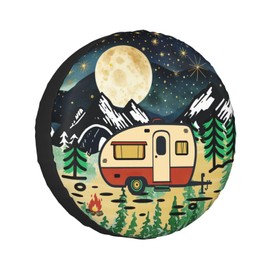 Happy Campers Spare Tire Cover Wheel Protector Weatherproof Wheel Cover Universal Decorative Accessories for Camper RV SUV Travel Trailer 16"