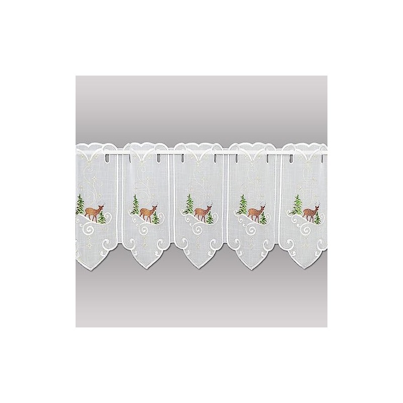 High Quality Embroidered Winter and Christmas Window Curtain Winter Deer