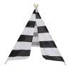 nic-473109 White Black Striped Kid Teepee Portable Canvas Tent Foldable