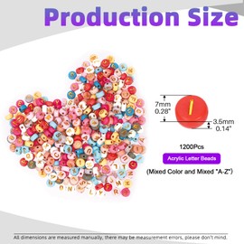 Swpeet 1202 Pieces Colourful Letter Beads Acrylic Bead Alphabet "A-Z" Round Beads, 4 x 7 mm Mixed "A-Z" Alphabet Bead Spacer Loose Bead with 1 Roll Crystal String Cord and Scissors for Jewellery