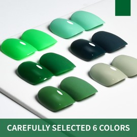 JODSONE 10ml Green Gel Nail Polish 6Pcs Gel Nail Polish Set All Seasons Neutral Soak off U V Lamp Gel Manicure Set for Nail Art Collection St. Patrick's Day Gift for Her