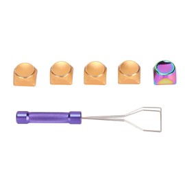 5Pcs Metal Keycaps, XDA Keycaps with Key Puller Special Touch Color Plating Beautiful Textures Decorative Compatible with Mechanical Gaming Keyboard(Gold)