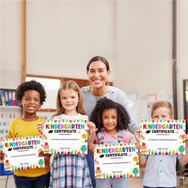 30 Pieces Kindergarten Graduation Certificates Kindergarten Colour Graduation Diplomas kindergarten Graduation Supplies Children's Student Achievement Awards 8.5 x 11 inches (white)
