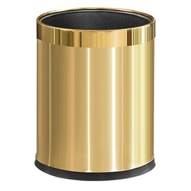 LEASYLIFE 14L/2.6GAL，Gold Bathroom Trash can,Brushed Brass Garbage can,Small Gold Wastebasket for Bathroom,Office,Hotel,Restaurant(Gold14)
