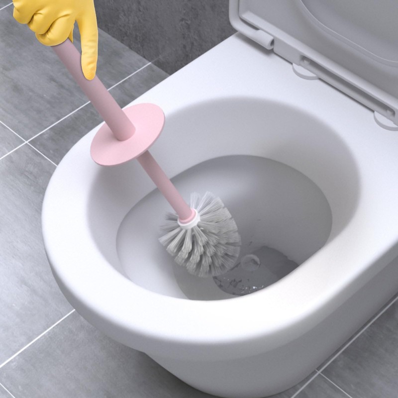 Topsky 2 Pack Compact Toilet Brush & Holder Set, Plastic
