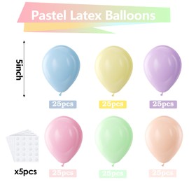 Bezente Pastel Balloons Latex Party Balloons - 150 Pack 5 inch Spring Macaron Helium Balloons for Birthday Baby Shower Wedding Rainbow Party Decorations