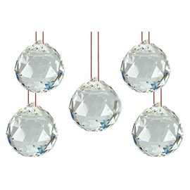 ASTROGHAR LOT of 5 FENG Shui Hanging White Crystal Ball (40 mm)