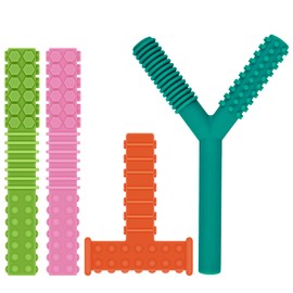 Sensory Chew Toys for Autistic Children, 4 Pack Silicone Chewy Tube Oral Motor Tools for Sensory Kids with Autistic, Biting ADHD, SPD, Nursing Teething Toys