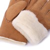 Harssidanzar Leather Mens Glove,Suede Lambskin Shearling Fur Cuff Thick Wool