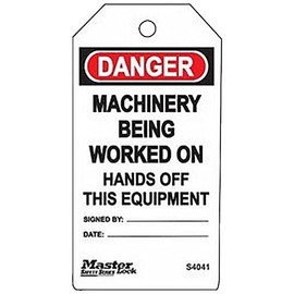Master Lock S4041 "Danger-Machinery Being Worked On-Hands Off This Equipment" Tag, Plastic, 5-3/4", 3" (Pack of 6)