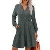 IWD V Neck Long Sleeve Fall Knit Sweater Dress for