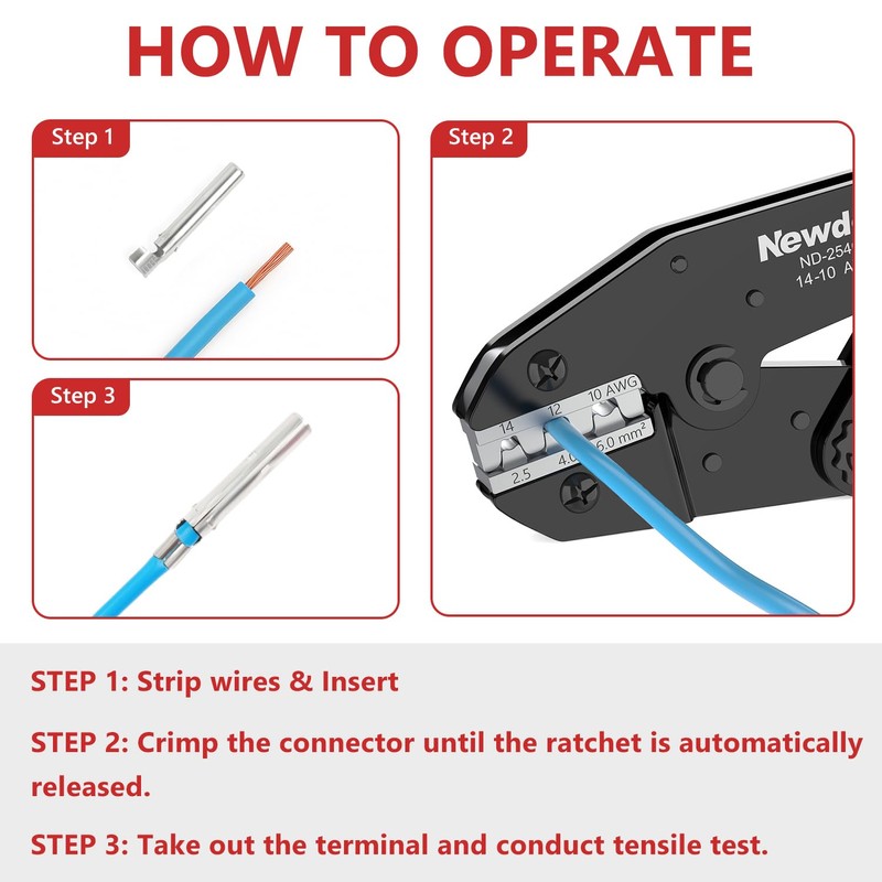 Newdeli Wire Crimping Tool for Solar Connectors - AWG 14