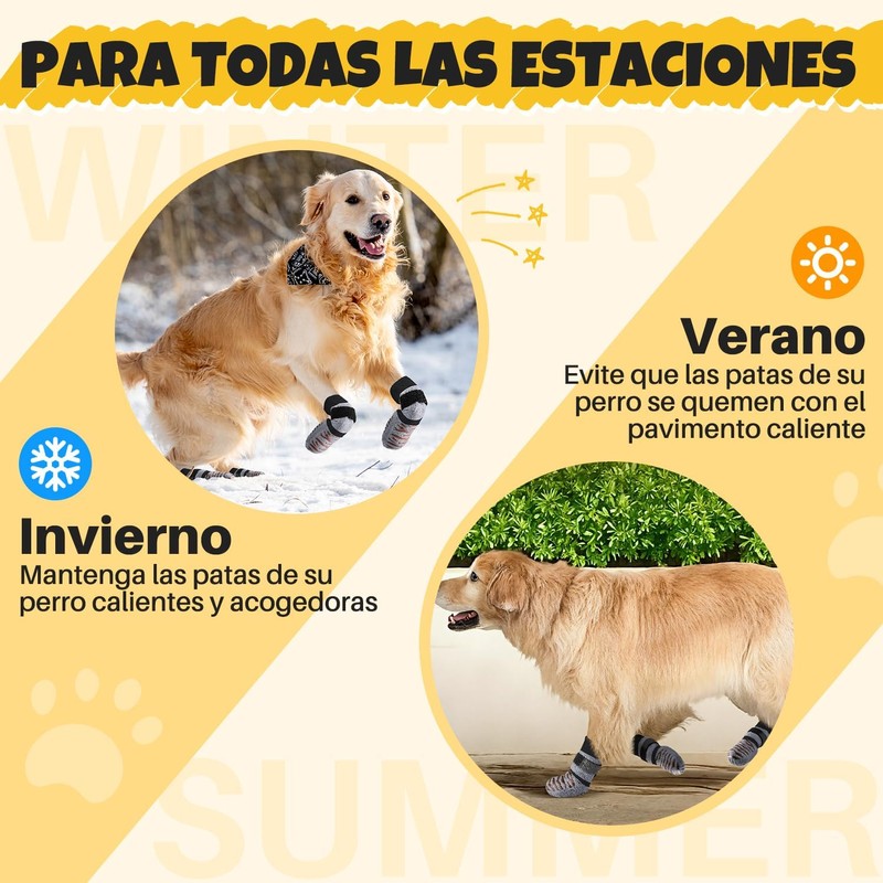 SlowTon Calcetines Antideslizantes para Perros, 4/6 Piezas Doble Cara