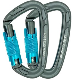 Kobe Kagayaki Carabiner Specialty Store Auto Lock Gate, Twist Lock, CE Certified, Breaking Strength 5,291.1 lbs (2,400 kg (24 kN)), Aluminum Material, Weight 2.0 oz (57 g), Set of 2, Mouse Blue