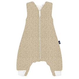 Alvi Sleep-Overall Baby Sleeping Bag with Feet, Baby Sleeping Bag, Children's Sleeping Bag Made of Cotton (110 cm, Hearts Nature)