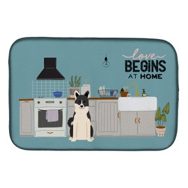 Caroline's Treasures CK7733DDM Russo-European Laika Spitz Kitchen Scene Dish Drying Mat Absorbent Dish Drying Mat Pad for Kitchen Counter Dish Drainer Mat for Countertop, 14 x 21", Multicolor