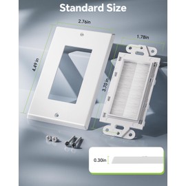 LEENUE Brush Wall Plate, Single Gang Wall Plate Cable Pass Through for Low Voltage Wires, Cord Hider for Wall Mount TV, 2-Pack, White