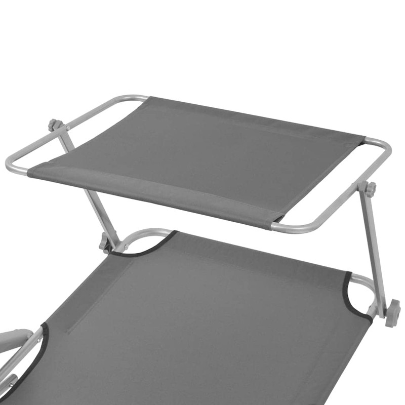 CHARMMA Sun Lounger with Canopy Steel Gray-7.8KG