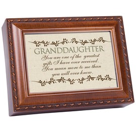 Cottage Garden Granddaughter Woodgrain Music Box/Jewelry Box Plays Amazing Grace