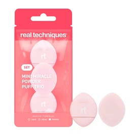 Real Techniques 3 x Mini Miracle Powder Puff Trio, Fix and Bake, Mini Makeup Puff for Loose and Pressed Powders, Targeted Under Eyes and Blemishes,