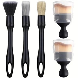 Heideryafei 5 Pieces Car Detail Brushes Interior Cleaning Brushes 3 Soft Premium Detail Brushes and 2 Interior Cleaning Lint Brushes for Cleaning The Interior and Exterior of Your car