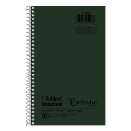 Ampad Single Wire Notebook, Recycled, Size 8x5, 1 Subject ,Green Cover, Narrow Ruled, Not 3 Hole Punched, 80 Sheets per Notebook (25-400R)