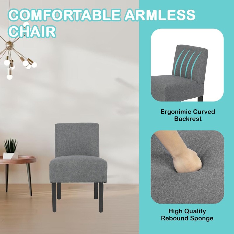 FDW Living Room Chairs,Modern Armless Accent Chairs w/ Solid Wood