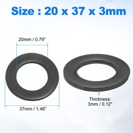 uxcell 8Pcs M20 304 Stainless Steel Flat Washers, ID 20mm, OD 37mm, Thickness 3mm Round Metal Washers for Screws Bolts, Outdoor Construction, Black