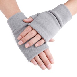 JINTN Unisex Sports Fleece Half Gloves Fingerless Mittens Work Gloves Arm Warmers Warm Winter Gloves for Men and Women, gray