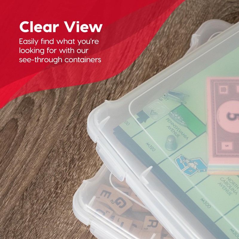 IRIS USA Board Game Storage Craft Organizer Box with Snap-Tight