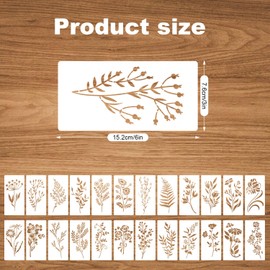 24pcs Wildflower Stencils for Painting, Reusable Leaves and Flower Stencil for Crafts Floral Drawing Templates for Painting on Wood Craft Canvas Notebook Scrapbook Wall Art Home Decor