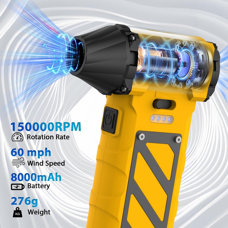 Electric Air Duster-Compressed Air Duster,60mph Wind Stepless Speed Canned Air