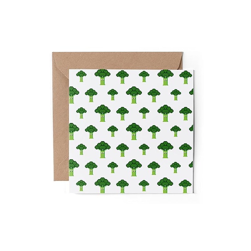 1 x Greeting Card - Gamer 8 Bit Broccoli Pattern