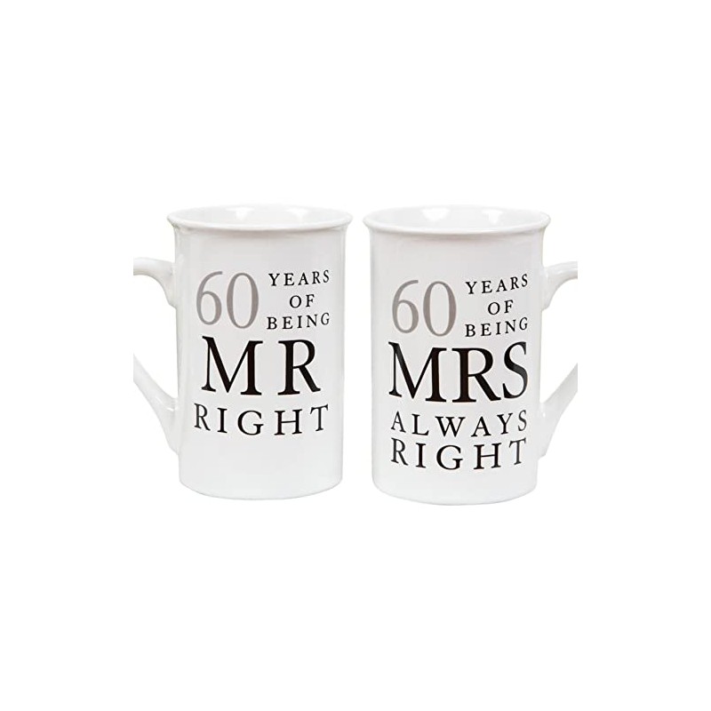 Widdle Gifts Ltd 60th Anniversary Set of 2 China Mugs