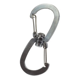 prendre PR-WDCARA-SV Carabiner Stainless Steel 360° Rotation Double Hook Portable Portable Compact Lightweight Outdoor Key Easy Installation (Silver)