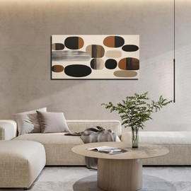 Prepeyssee Large Brown Abstract Wall Art for Living Room Geometry Black Boho Artwork for Bedroom Office Kitchen Modern Canvas Prints 20"x40"