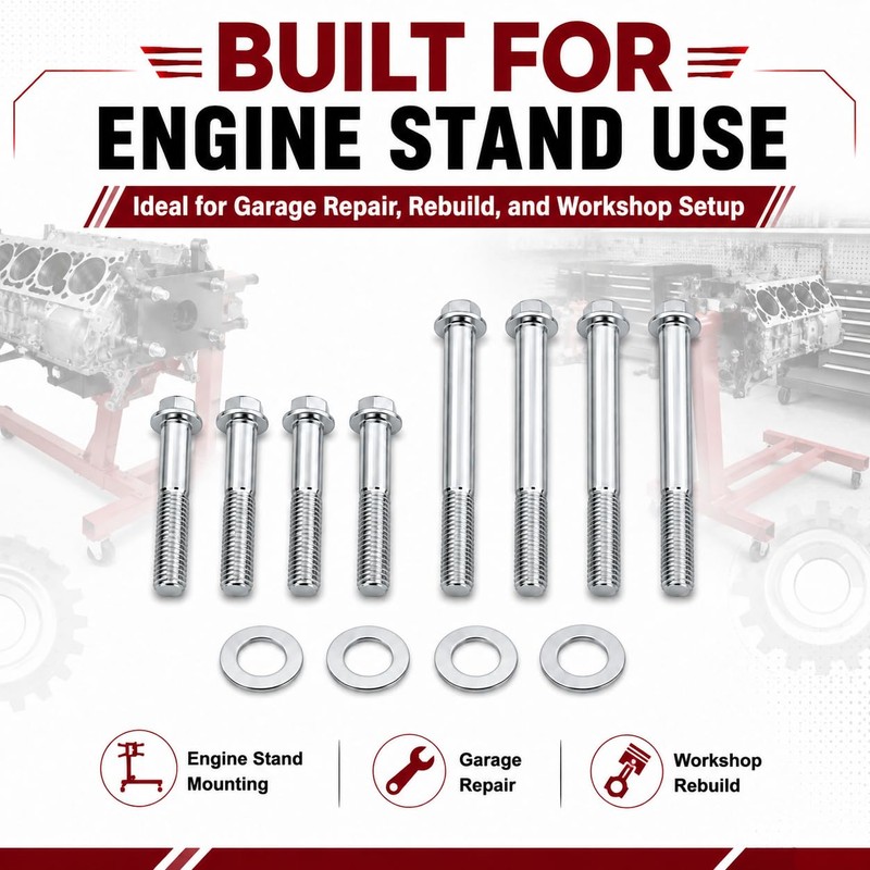 12 PCS M10-1.5 Engine Stand Bolt Kit Compatible with LS