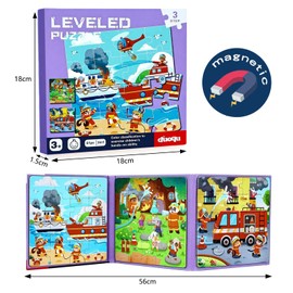 Children's Puzzle, Magnetic Puzzle, Animal Puzzle for Children, Travel Games Children from 3 Educational Puzzles, Educational Toy, Educational Toy for Children 3 4 5 Years (Fire Protection)