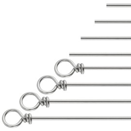 Dr.Fish 30 Pack Fishing Spinner Shaft Stainless Steel Looped Wire Spinner Parts Component Spinner Making DIY Spinner Bait Inline Rigs Saltwater Freshwater Bass Trout Walleye 6.3x0.023inch