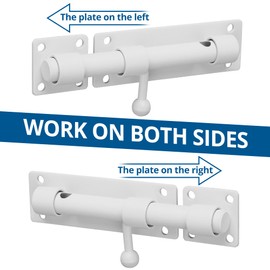 SAYAYO Slide Gate Latch Bolt Safety Door Lock with Padlock Hole 150MM Length, 16MM Dia Bar, Heavy Duty Solid SUS304 Stainless Steel, White(Not Include Padlock)