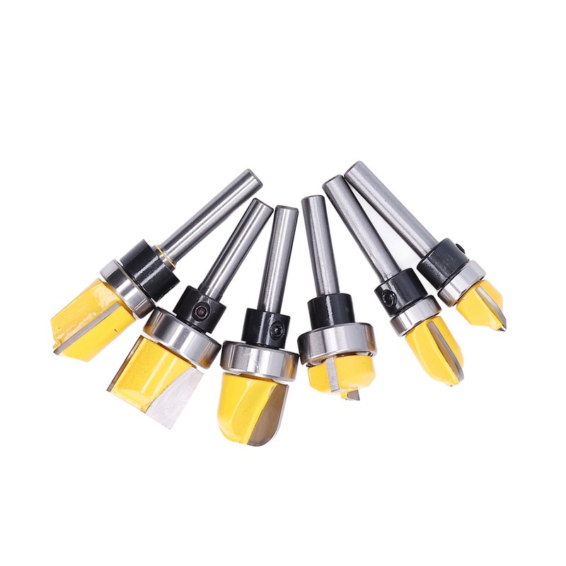 6Pcs Flush Trim Bit 6mm Shank Pattern Router with Bearing