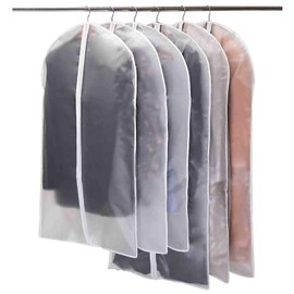 Niviy Garment Bags Pack of 6, Transparent Suit Bags, 120 x 60 cm + 100 x 60 cm Breathable Fabric Suit Bag for Suits, Dresses, Coats, Jackets, Shirts, Evening Dresses, Storage