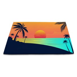 Beach Palm Trees Door Mat Seasonal Decorative Sunset Landscapes Doormat Non Slip Backing Indoor Outdoor Entryway Floor Mat Home Decor 17x30 Inch