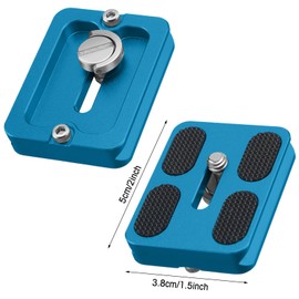 Frienda 2 Pieces Metal Quick Release Plate with 1/4''-20 Camera Screw Tripod Mount Plate Fits Standard for DSLR Camera Tripod Ball Head (Blue,Pu50)