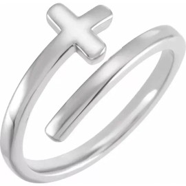 Paris Jewelry Sterling Silver Engravable Sideways Cross Ring
