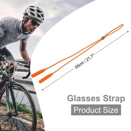 HARFINGTON 2pcs Glasses Strap Adjustable Eyeglasses Strap Silicone Sunglasses Holder Strap Eyewear Retainer Lanyards String for Men Women Children, Orange