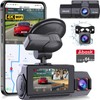 Abask Dash Cam Car, 3 Channel WiFi GPS Car Camera