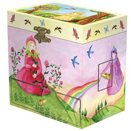 Enchantmints Spring Burst Musical Jewelry Box for Girls Winged Sprite Spins to Music 4 Pullout Drawers Treasure Storage