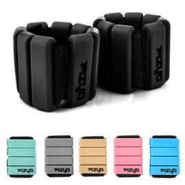 Fizyo Adjustable Wrist Weights - Set of 2 Durable Portable Wrist and Ankle Weights for Yoga, Dance, Barre, Pilates, Cardio, Aerobics, Walking (Black, 900g)