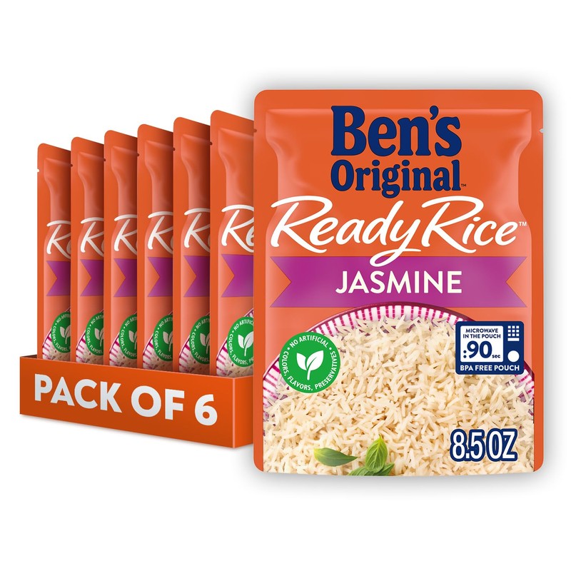 BEN'S ORIGINAL Ready Rice Jasmine Rice, Easy Dinner Side, 8.5